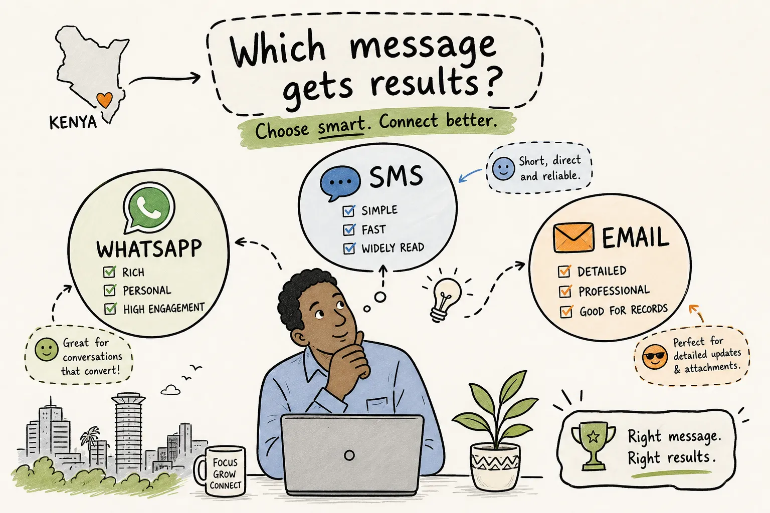 Business messaging in Kenya: WhatsApp, SMS or email?