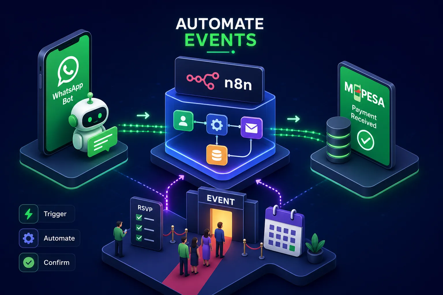 Event automation in Kenya: WhatsApp bots, n8n, and M-Pesa
